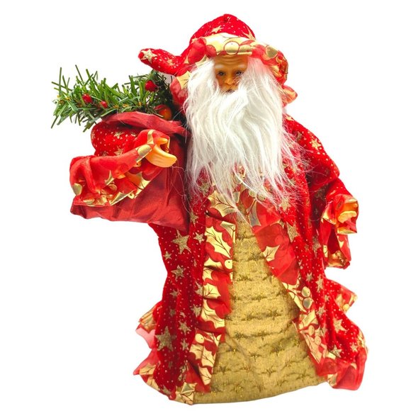 Santa Claus Christmas Tree Topper Centerpiece Red Star Robe Father Christmas - Picture 9 of 9